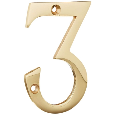 CIVICO IN OTTONE LUCIDO 8cm N. 3 - Masidef