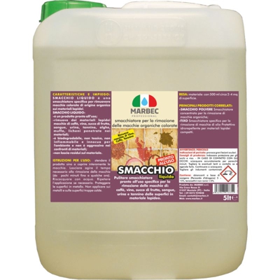 SMACCHIO LIQUIDO 5LT | Smacchiatore per la rimozione delle macchie organiche colorate su materiali lapidei - MARBEC