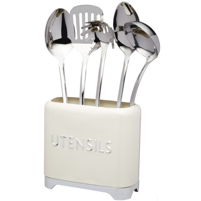 Kitchen Craft-Porta utensili Lovello, 20 x 10 x 16 cm, colore: panna _