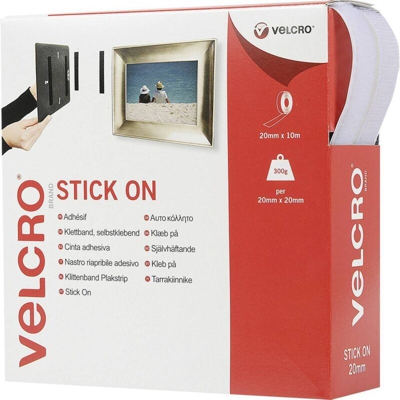 VELCRO® VEL-EC60219 Nastro a strappo da incollare Lato morbido e lato rigido (L x L) 10000 mm x 20 mm Bianco 10 m