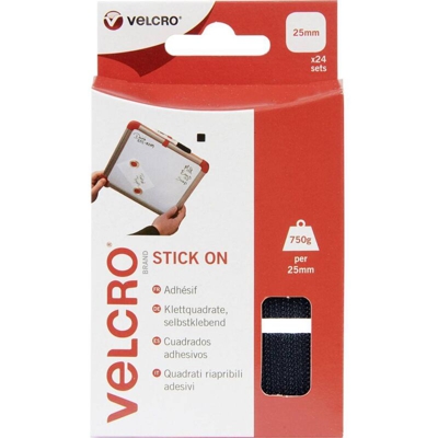 VELCRO® VEL-EC60236 Quadrati a strappo da incollare Lato morbido e lato rigido (L x L) 25 mm x 25 mm Nero 24 Paio/a