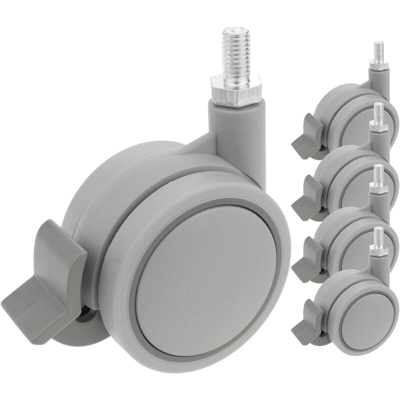 PrimeMatik - Rotelle pivotanti ruote di nylon e polipropilene con freno 60 mm M10 5 pack