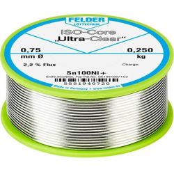 Felder Löttechnik ISO-Core Ultra-Clear Sn100Ni+ Stagno senza piombo Bobina Sn99.25Cu0.7Ni0.05 0.250 kg 0.75 mm características