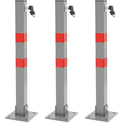 3x Barriera parcheggio serratura posto portatile con serratura rosso 65,5x5 cm