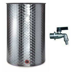 Cisterna in acciaio inox 18/10 contenitore per olio e vino fusto piano uso alimentare -50 lt / Bidone, Tappo, Rubinetto - MILO en oferta