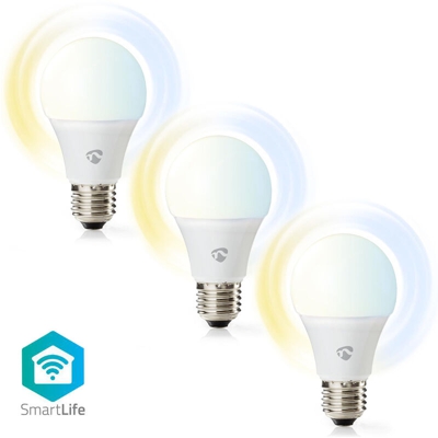 LAMPADINA LED WiFi SMART E27 BIANCO DA CALDO A FREDDO 9W 800LM A+ APP ALEXA GOOGLE HOME 3 PEZZI - NEDIS