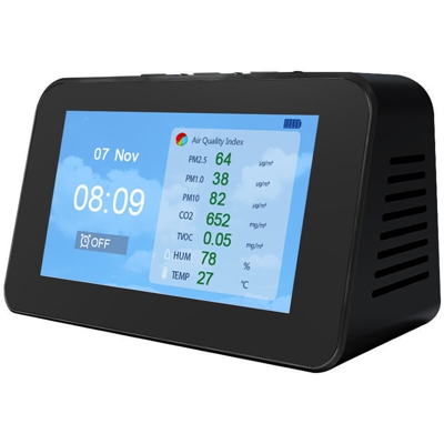 Asupermall - Rilevatore di qualita dell'aria, polvere di anidride carbonica PM2.5, monitor di temperatura e umidita del benzene, batteria al litio