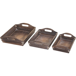 Serie vintage set 3x vassoi HWC-C50 decorativi legno paulonia marrone - MENDLER características