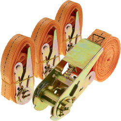 PrimeMatik - Cinghia di serraggio con cricchetto 25 mm x 2,5 m 800 kg arancione (pacco 4) precio