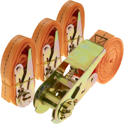 PrimeMatik - Cinghia di serraggio con cricchetto 25 mm x 2,5 m 800 kg arancione (pacco 4)