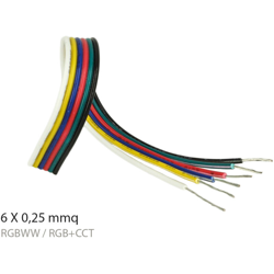 Cavo Filo Elettrico Penta Polare 6 X 0,25 mmq Per Striscia Led RGBWW RGB+CCT 1 Metro - LEDLUX precio
