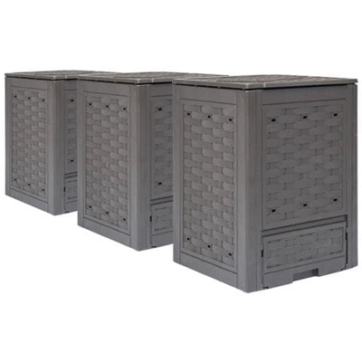 Compostiere Per Giardino 3 Pz Marrone 60x60x83 Cm 900 L