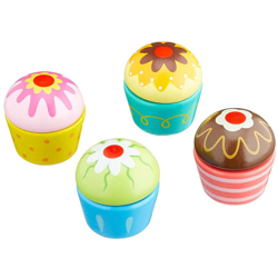 Set 4 Dolcetti Cup Cake in Legno Giocattolo Bambini Crea Cucina il tuo Cupcake - VIGA en oferta