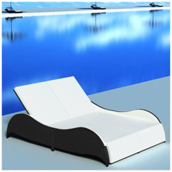 Sedia A Sdraio Doppia In Poly Rattan Nera en oferta