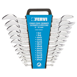 Set Kit 12 Pz Chiavi Fisse Cromate Lucidate A Specchio 6-32 Mm Fervi 0201 características