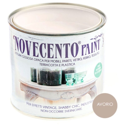Pittura Gessosa Opaca Shabby Chic per Mobili Pareti Vetro Gesso Novecento Paint - Colore: Avorio - Formato: 500 ml - GUALTIERO MEAZZA