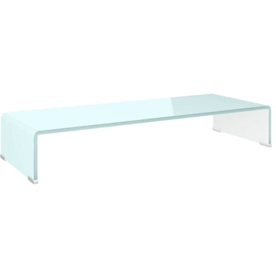 Mobile/Rialzo Porta TV in Vetro Bianco 80x30x13 cm - VIDAXL