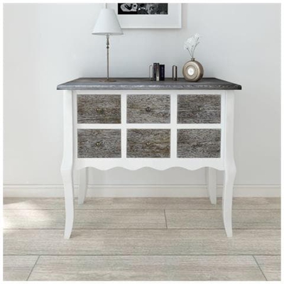 Tavolo Consolle Con 6 Cassetti In Legno Bianco