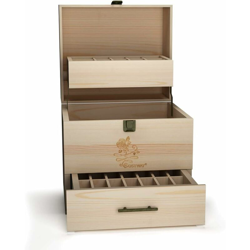 Scatola Portaoggetti per Oli Essenziali, Scatola di Legno a 3 Ripiani per Oli Essenziali Materiale in Legno di Pino Dimensioni: 24,5 x 22 x 19 cm en oferta