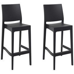 Set 2 Sgabelli Bar Maya Impilabili In Polipropilene - Coppia Sedie Sgabello Alte Outdoor Con Schienale Bancone H75CM con Poggiapiedi Nero características