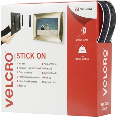 VELCRO® VEL-EC60220 Nastro a strappo da incollare Lato morbido e lato rigido (L x L) 10000 mm x 20 mm Nero 10 m