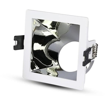 Portafaretto LED da Incasso GU10 Quadrato Colore Bianco con Supporto Inclinato Cromato - V-tac