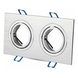 Portafaretto LED V-TAC da Incasso Quadrato 2*GU10 e GU5.3 (MR16) Corpo in Alluminio Spazzolato Orientabile en oferta