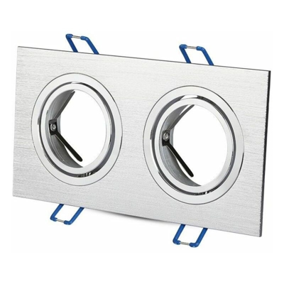 Portafaretto LED V-TAC da Incasso Quadrato 2*GU10 e GU5.3 (MR16) Corpo in Alluminio Spazzolato Orientabile
