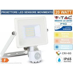 Faro LED Chip Samsung 20W con Sensore di Movimento e Crepuscolare e Interruttore Manuale di Bloccaggio Colore Bianco 6400K IP65 - V-tac precio