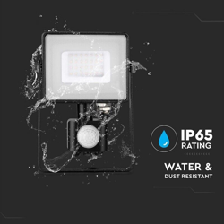 V-TAC PRO VT-30-S faro led 30W ultra slim nero con sensore PIR bianco caldo 3000K IP65 - SKU 460 precio