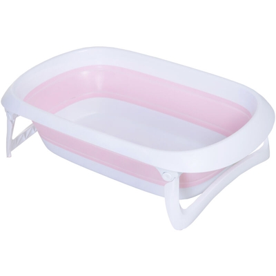 Homcom Vaschetta Bagnetto per Neonati Antiscivolo Pieghevole con Scarico dell'Acqua Rosa