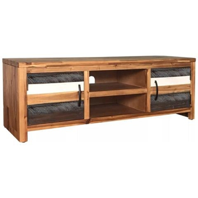 Mobile Porta Tv In Legno Massello Di Acacia 120x35x40 Cm