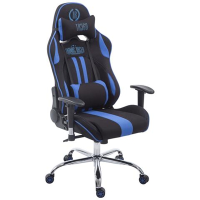 Sedia Gaming Ufficio Limit XL in Tessuto I Poltrona Racing Rinforzata Max 150 kg I Poltrona Ergonomica con Ruote Nero Blu Senza Poggiapiedi