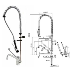 Gruppo Doccia Miscelatore Rubinetto Leva Doccione Cucina Ristorante Rs7851 precio