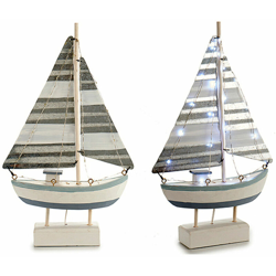 Gift Decor - Barco Lamiera Legno (6,7 x 41 x 23 cm) Luci LED en oferta