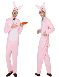 Costume coniglio bianco e rosa uomo en oferta