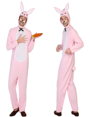 Costume coniglio bianco e rosa uomo