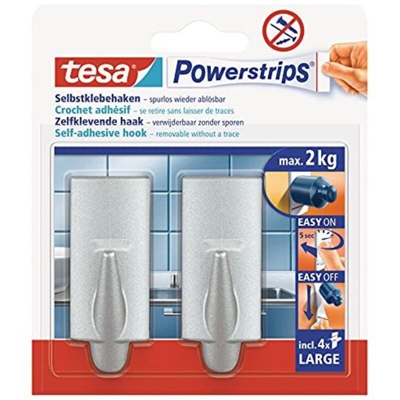 Gancio tesa Powerstrips® Large, Trend Cromo (opaco) 58055-04-03 tesa Contenuto: 2 pz.