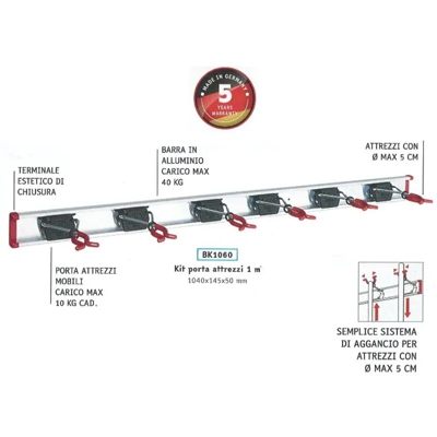 Bruns Barra di supporto 6 Supporti SB 6.10 C 1 m