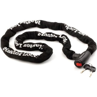Master Lock 8292EURDPS Catena, Acciaio Cementato a Chiave, Rivestimento Nylon, Nero, 2 m, Diametro 10 mm