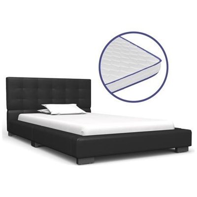 Letto Con Materasso Memory Foam Nero In Similpelle 90x200 Cm