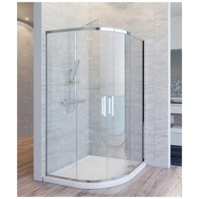 Box Doccia 2 Lati Semicircolare Cristallo 6 Mm Trasparente Anticalcare Doppia Porta Scorrevole, Misura Cm 80 X 80