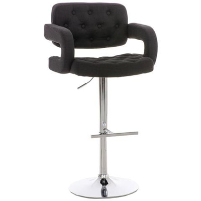 Sgabello Design Dublin In Tessuto - Sgabello Bar Girevole E Regolabile In Altezza 65-85 CM - Sgabello Alto Con Schienale E Braccioli Nero