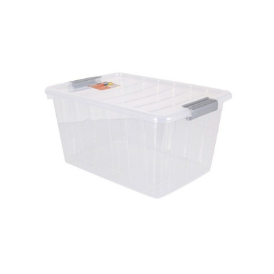 Scatola portaoggetti con coperchio Thais 30 L Trasparente - BIGBUY HOME