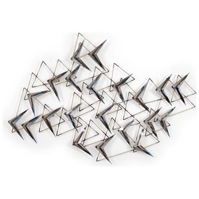 Rondini Quadro In Metallo, Scultura Da Parete, Realizzato Totalmente A Mano Con Tecniche Artigianali Mp003a