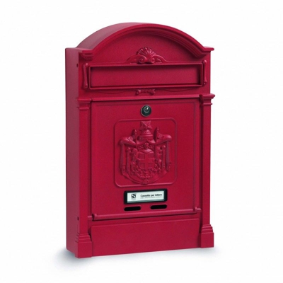 Cassetta postale per rivista Poste Regie alluminio pressofuso rosso goffrato RAL 3003 - SILMEC