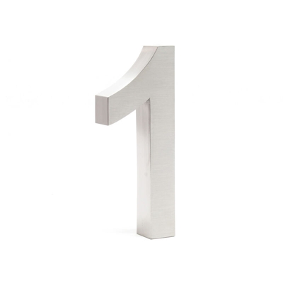 Numero civico in 3D "1" acciaio inossidabile 20cm carattere Arial antiruggine - WILTEC
