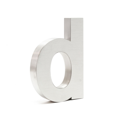 Civico in 3D lettera "d" acciaio inossidabile 20cm carattere Arial antiruggine - WILTEC