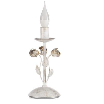 ONLI - Lampada da tavolo in metallo marrone spennellato oro decorata con rose. H 26cm