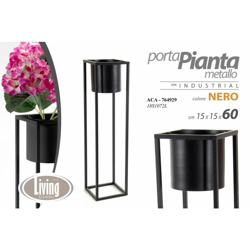 Argonauta - Vaso portapiante quadrato nero urban metallo cm 15 x 15 x 60 h precio